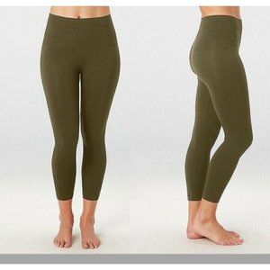 SPANX Leggings Green Cropped Lamn Leggings In Olive Green Women's Plus Size 3X